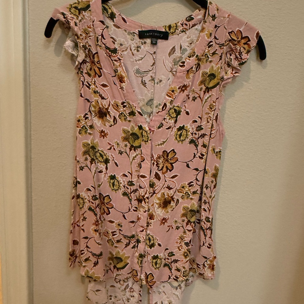 Sanctuary Pink Floral Lace Blouse